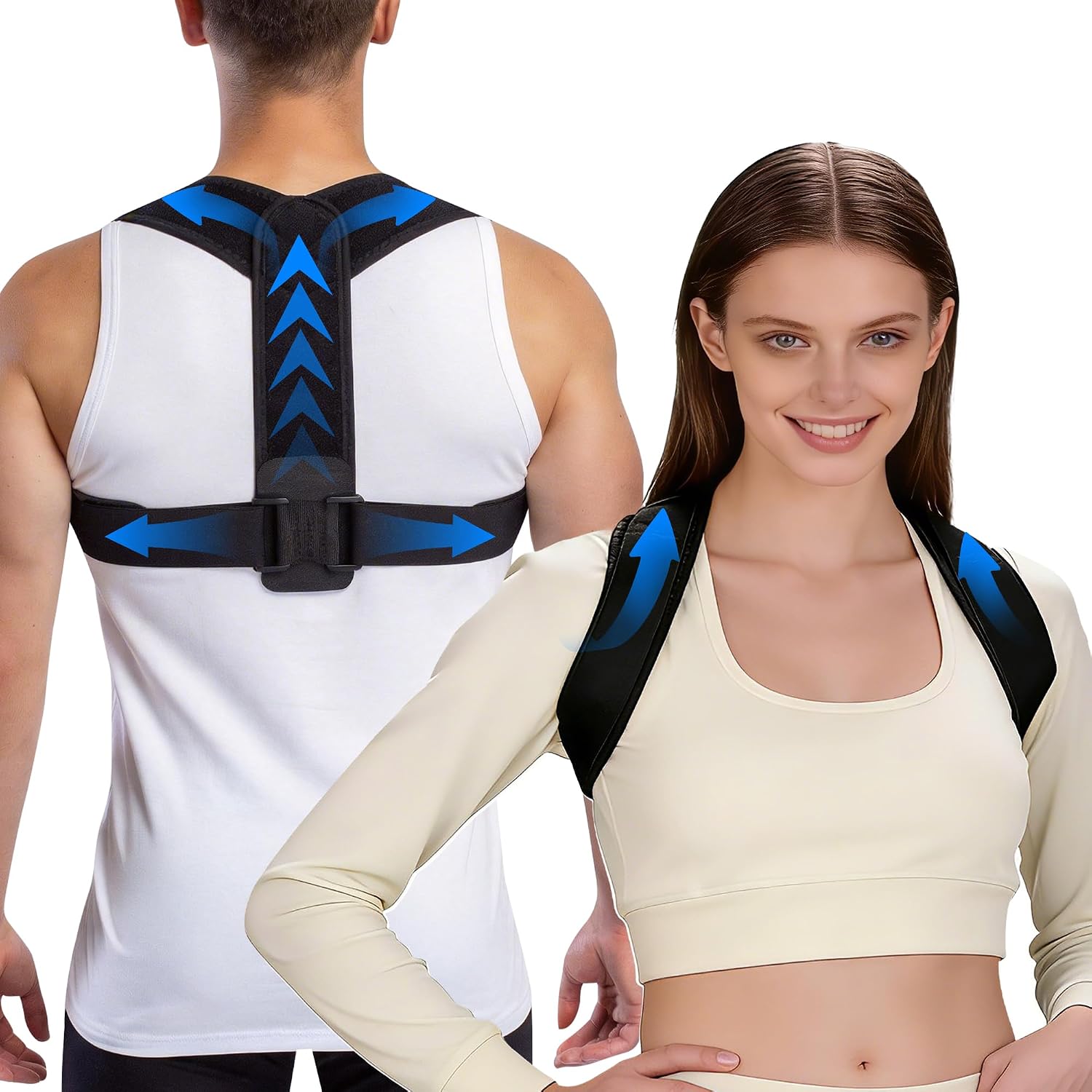 Upper Back Brace Posture Corrector for Women and Men, Adjustable Upper & Mid Back Support, Breathable Back Straightener for Neck, Shoulder & Clavicle Pain Relief