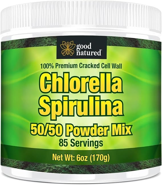 Spirulina Chlorella Powder - Spirulina and Chlorella Powder 85 Servings | Good Natured - Non-GMO - Vegan - Spirulina Chlorella Blend - Sunlight Grown - Cracked Cell Wall - High Protein - Gluten Free