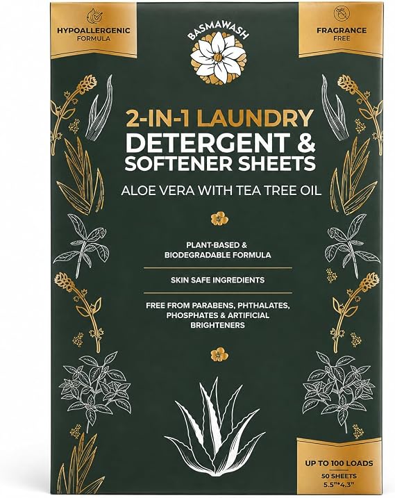 Laundry Detergent Sheets & Fabric Softener, Free & Clear, Fragrance-Free, Up to 100 Loads