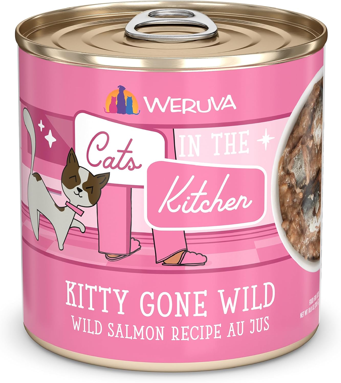Weruva Cats in The Kitchen, Kitty Gone Wild Wet Cat Food, 10oz Can Pack of 12