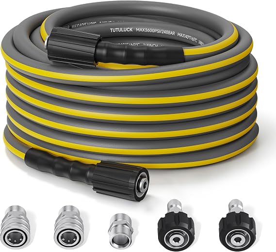 Pressure Washer Hose Flexible 50ft, 1/4",M22 14/15mm, 3600PSI