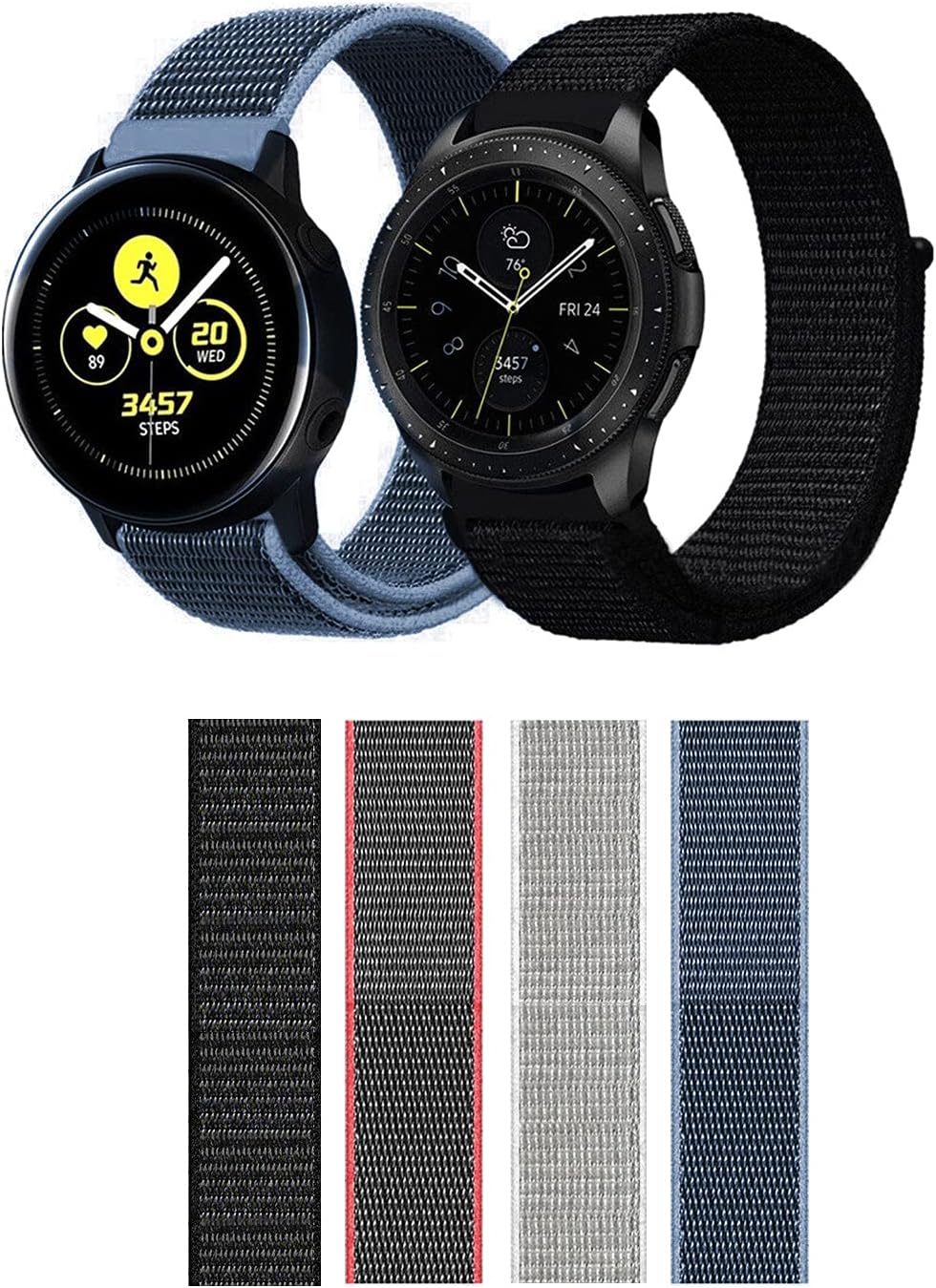 Microcase 40-42 mm Akıllı Saatler için 20 mm Cırtlı Kumaş Kordon Kayış - KY17 (Mavi)