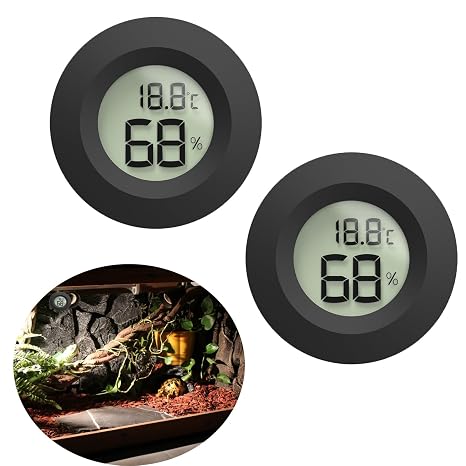 Reptile Tank Accessories, 2pcs Reptile Thermometer and Humidity Gauge, Bearded Dragon Tank Thermometer Humidity Gauge for Jumping Spider, Leopard Gecko, Hermit Crab, Gecko, Ball Python, Lizard.