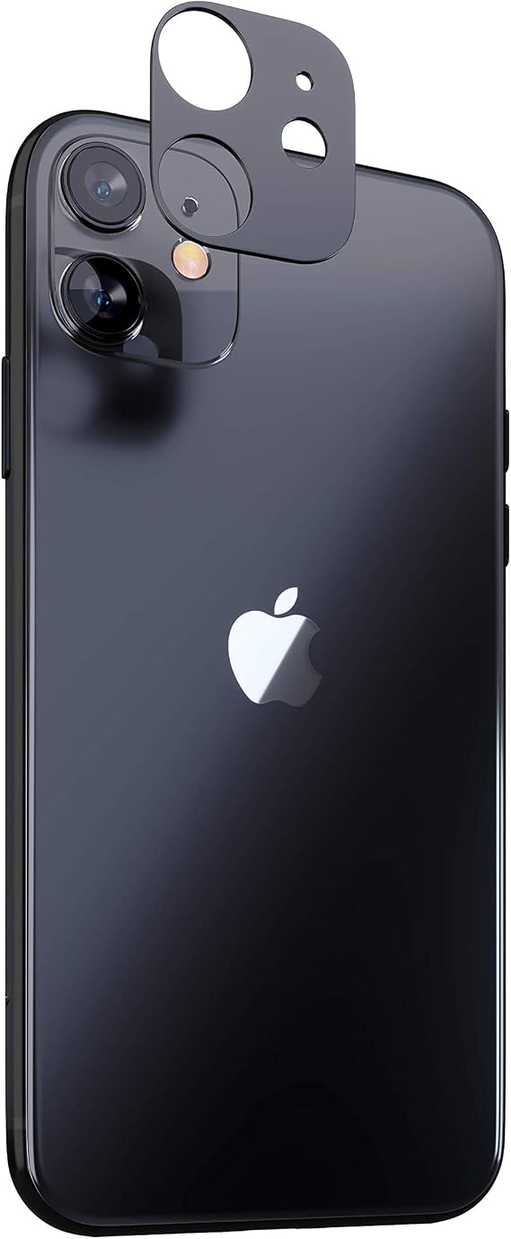 Camera lens Protector compatible with iPhone 11 | Camera Cover, Lens Protector | Protection against shocks and scratches | Dust free installation with Cleaning Set | Black