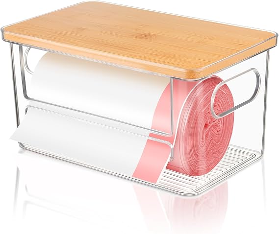 Trash Bag Holder Dispenser, Under Sink Organizer for Pantry, Kitchen