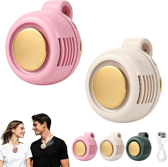 Portable Clip On Fan for Shirt,2Pcs Small Whirlwind Clip Fan Rechargeable,3 Speeds Hands-Free Personal Mini Bladeless Fan Clip On for Clothing Shirt Belt,360 Rotatable Whirlwind Clip Waist Neck Fan