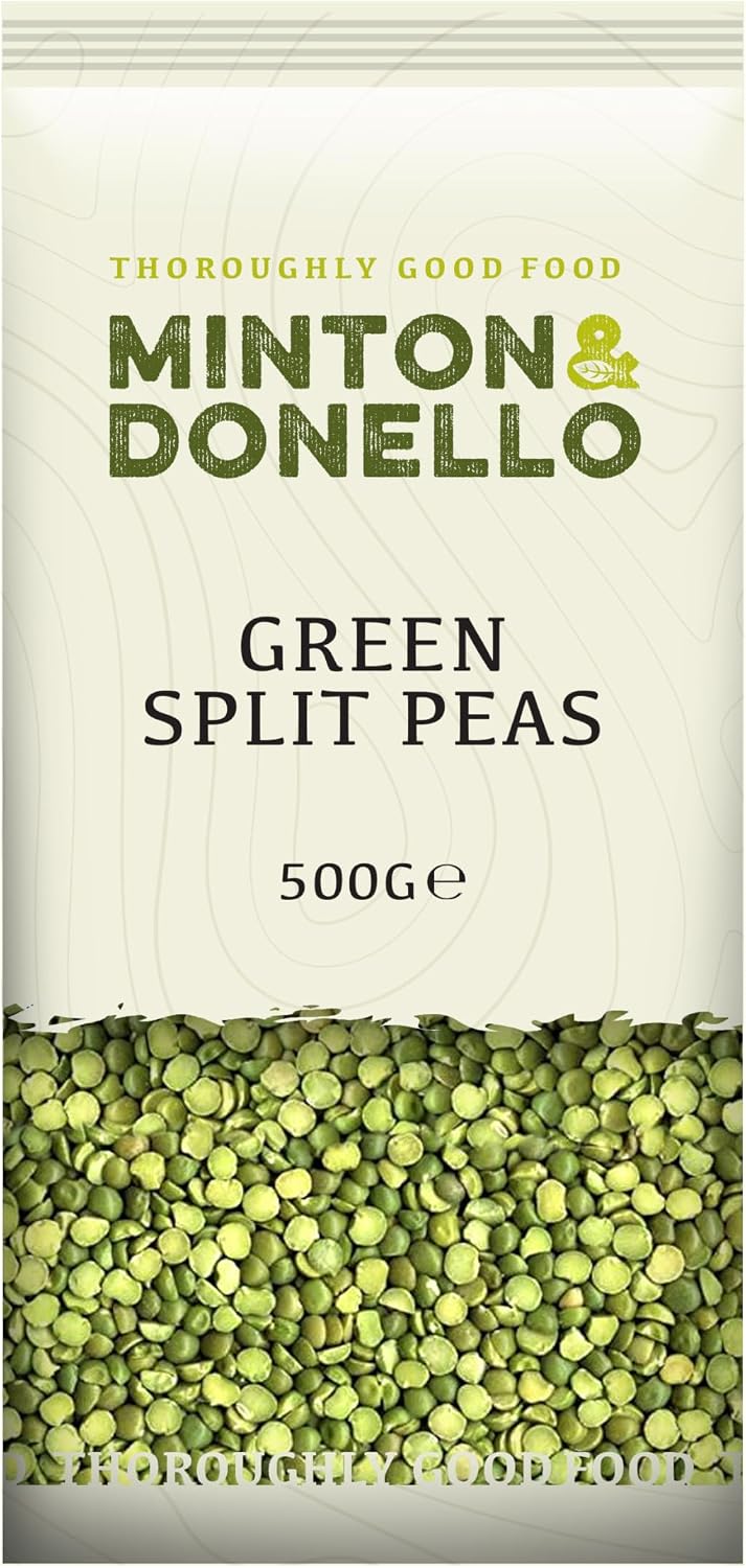 Minton & Donello - Organic Green Split Peas, Nutrient-Rich, Ideal for Soups & Stews, 6 x 500g