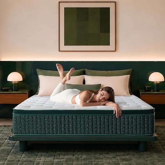 King Size Mattress, 12 Inch King Mattress in a Box, Cooling Gel Memory Foam Hybrid Mattress with Pocketed Coils, Medium Firm Feel, CertiPUR-US Certified, Pressure Relief, Motion Isolation