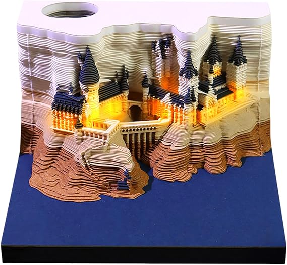 3D Calendar 2026, 2026 Time Piece Calendar 3D Art Memo Pad Paper Sculpture Tear Off Calendars DIY Decorative Gift (Castle)