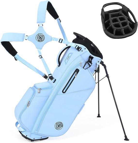 Lightweight 7 Way Golf Stand Bag for Men Women, Upgrade Base | Multi Pckets Cooler Pockets, Full-Length Dividers, Ergonomic Dual Strap Design, Weather-Resistant, Rain Hood Includeed