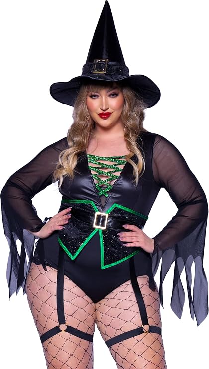 Leg Avenue Women's 2 Pc Broomstick Witch Babe Costume with Bodysuit, Hat