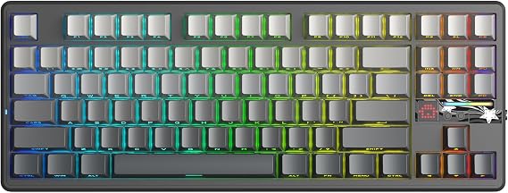 Aula F87 PRO V2 Mekanik RGB TKL GrayWood V4 Switch Kablosuz Makrolu Hot Swap Klavye Gradyan Gri