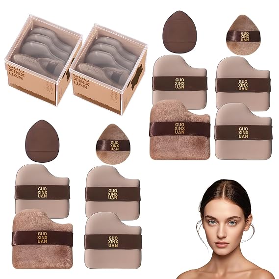 2 Box of 12 Pcs Guoxiaoniu Chocolate Color Quick Makeup Foundation Puff Set, Foundation Sponge Puff Cushion Puff Mini Powder Puff Collection