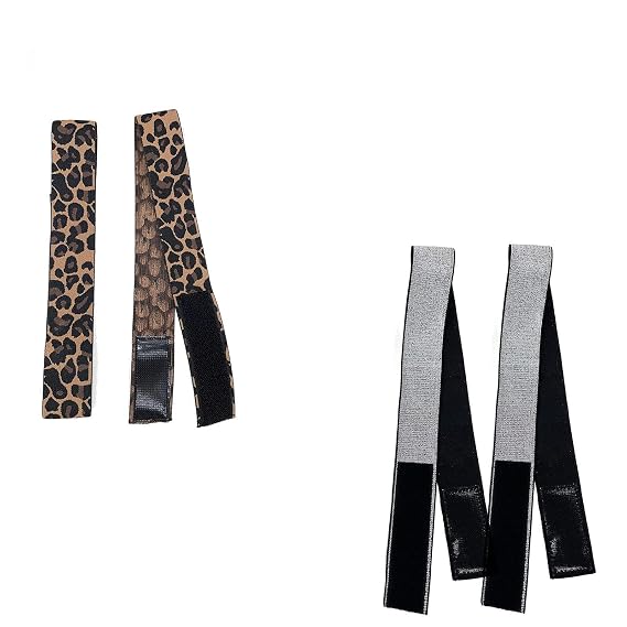 4 Pack Elastic Bands for Wig(Leopard & Silver)