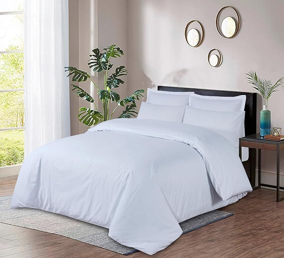 DTEX HOMES 400 Thread Count Duvet Quilt Cover Set With Pillow Cases 100% Egyptian Cotton Sateen Bed Set Double