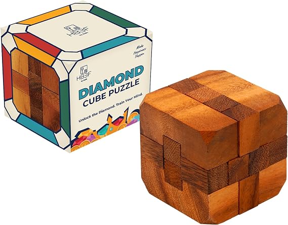 BSIRI Games Gifts and Brain Teaser Puzzles for Adults Classic Diamond Cube Puzzle Wooden 3D Puzzle Games to Challenge Mind for Fun and Educational Game