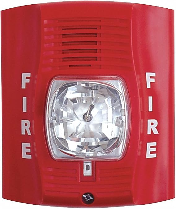 Horn Strobe, Wall, 2-Wire, Std Candela, Red