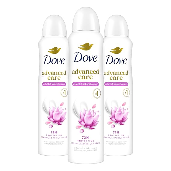 Dove Advanced Care Antiperspirant Spray Waterlily & Sakura 3.8 oz 3PK