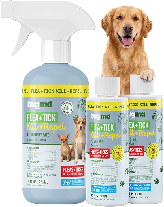 BugMD Flea and Tick Spray for Dogs - Kills & Repels on Contact