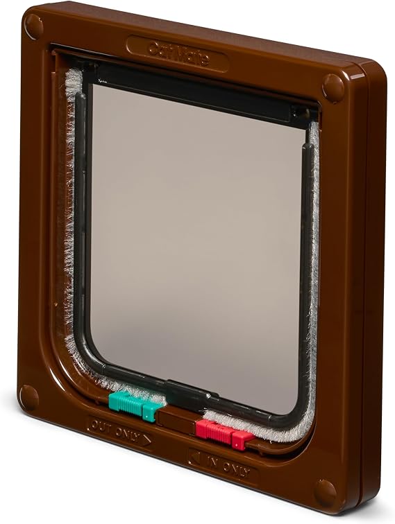 Cat Mate 4-Way-Locking Cat Flap (309) - Secure Lockable Door for Small to Medium Sized Cats, Easy to Install and Use, for Screen, UPVC and Wood, Brown