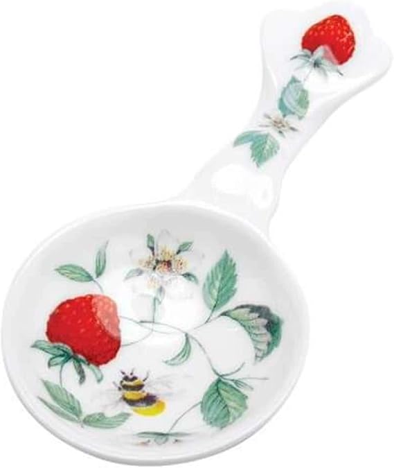 Roy Kirkham Traditional Ceramic Straw Teabag Spoon in White/Red (Set of 6)