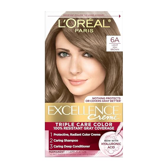 L'Oreal Paris Excellence Creme Haircolor, Light Ash Brown [6A] 1ea (Pack of 3)
