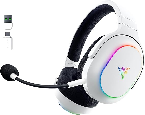 Razer Barracuda X Chroma - Wireless Multi-Platform Gaming Headset with 6 Zone Chroma RGB (SmartSwitch Hyperspeed & Bluetooth, 40mm Drivers, Removable Cardioid Microphone) White