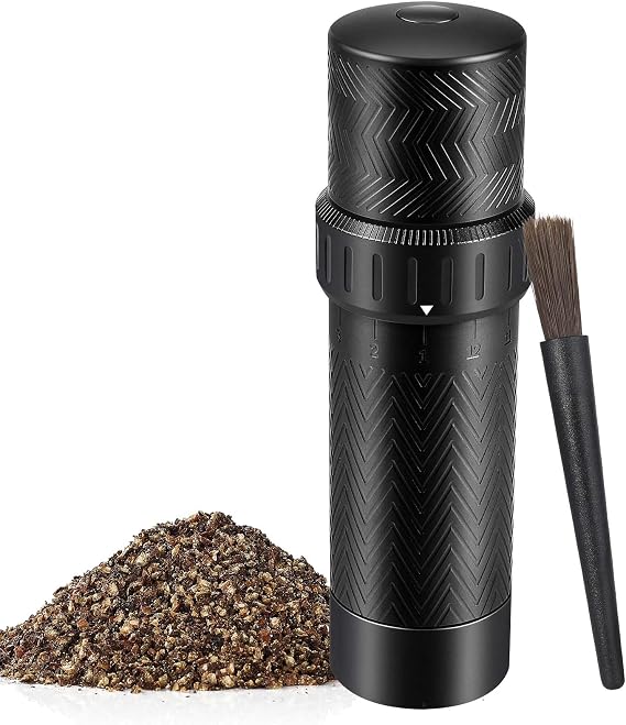 Heavy Duty Manual Pepper Grinder Mill Adjustable Coarseness | 10X Fast Grind, External 12-Level Coarseness Adjuster, Aerospace Aluminum with Steel Burr, For Kitchen, BBQ and Restaurant