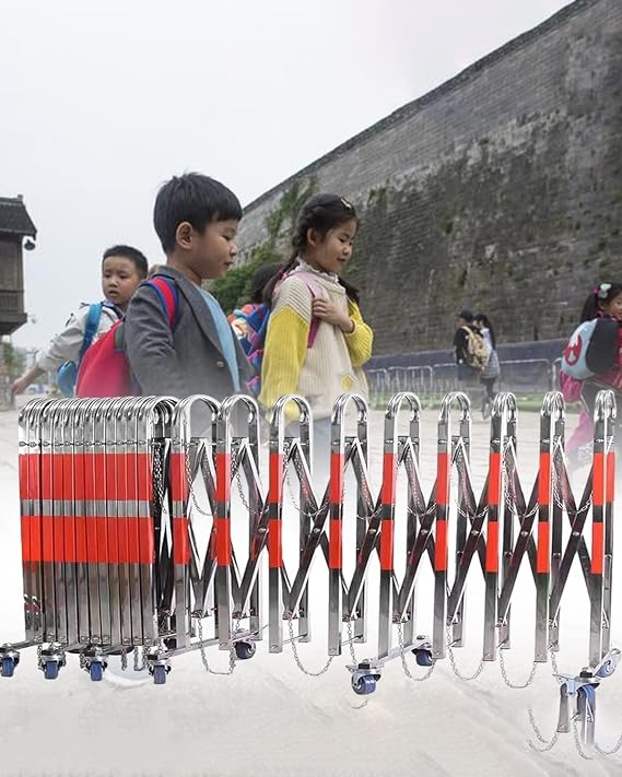 Expandable Barricade Mobile Safety Barrier Gate Stanchions for Nursery, Industrial Security Expandable Metal Barricade, Courtyard School Hospital Traffic Barricade ( Size : 1.1m x 2.5m/3.6ft x 8.2ft )