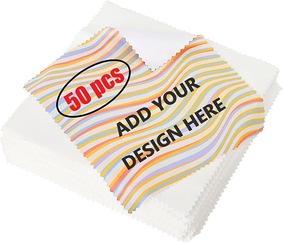 Muka 50 Pcs Custom Microfiber Cleaning Cloth 6" x 6" Full Color Printed Microfiber Cloth for Eyeglasses Camera Lens Cell Phones-5.9" x 5.9"