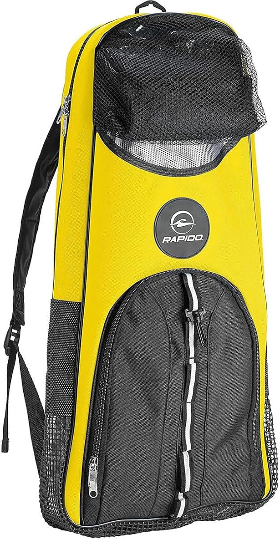 Phantom Aquatics Rapido Deluxe Snorkel Bag, Sleek Mesh Drainage Gear Carry Bag for Mask, Fins & Snorkel, Lightweight Shoulder Strap Bag for Beach Trips & Travel (Yellow)
