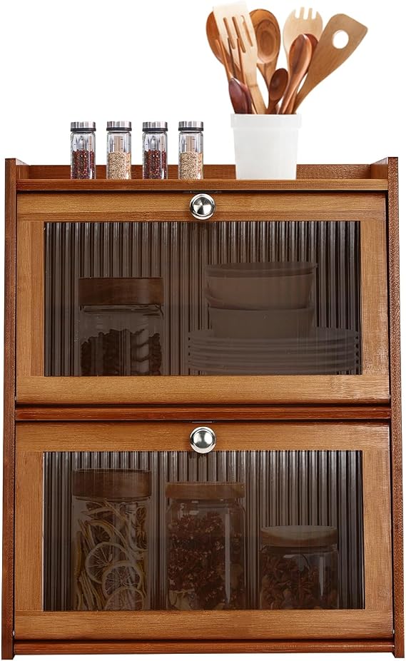 Storage Cabinet Kitchen Storage Units for Kitchen Cupboard Storage Unit Kitchen Cabinet Storage Small Cabinet with Door Kitchen Sideboard Storage Cabinet Dustproof (Dark Brown)