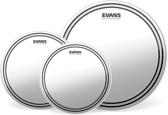 Evans Drum Heads - EC2S Clear Standard Pack (12", 13", 16") with 14" HD Dry Snare Batter