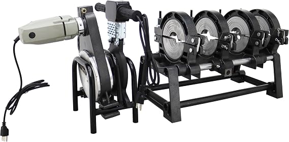 TECHTONGDA Manual Pipe Welder Electric Tube Butt Fusion Machine Pipe Welding Machine Hot Melt Solder for PE PP PB PVDF PPR (2.48"-6.30" four clamps)