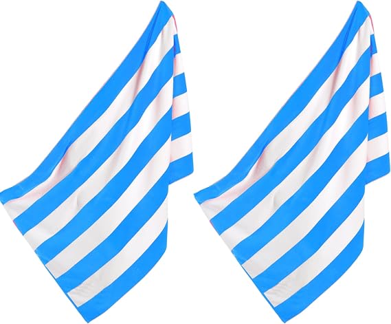 BY LORA 100% Cotton Cabana Terry Velour Beach Pool Towel Set/2, Aqua