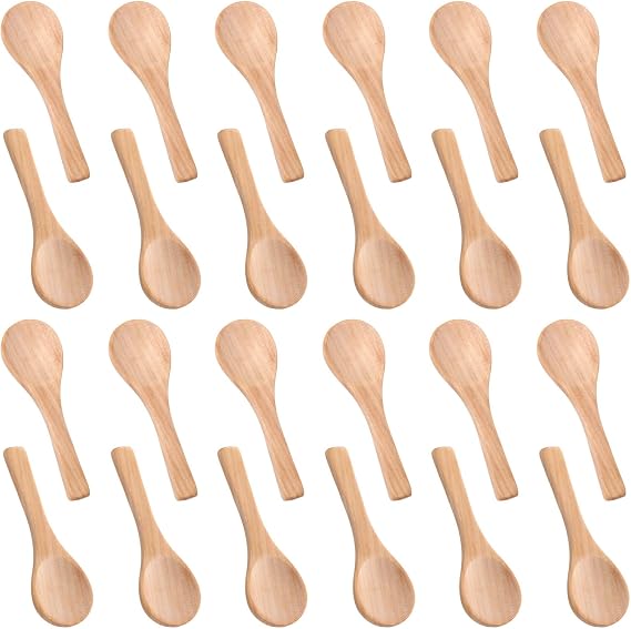 Boao 24 Pcs Small Wooden Spoons, 3.5'' L Mini Spoon for Honey, Sugar, Salt