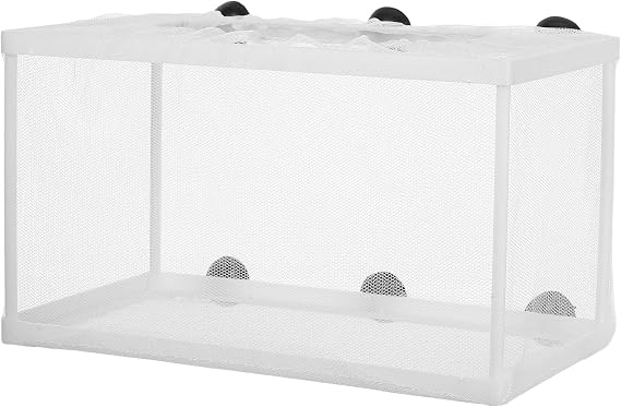 Fish Breeder Net with Suction Cups Large Fry Hatchery Incubator for Aquarium Durable Mesh with Frame for Fish Isolation and Separation