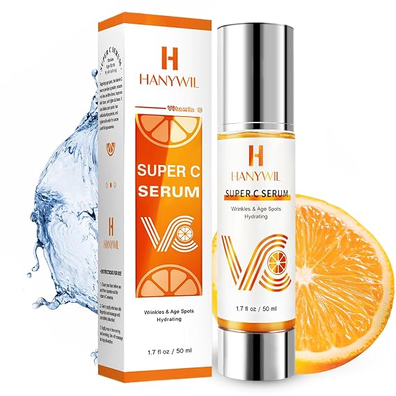 HANYWIL Vitamin C Serum for Mature Skin, 20% Vitamin C Face Serum with Hyaluronic Acid, Dark Spot Remover, Hydrating Skincare for Wrinkle Reduction, Lifting & Firming 1.7 fl oz