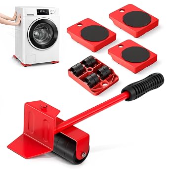 Furniture Movers with Wheels Up to 220 Lbs Furniture Mover Tool Set with 11.9" Lever and 4 Sliders Compact Appliance Lifter for Sofas, Beds, Dressers, Cabinets, Room Rearranging Not for Carpet