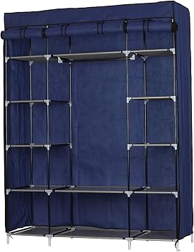 Wardrobe Storage Closet,5-Tier 12-Compartment Non-Woven Fabric Wardrobe Portable Closet Organizer Shelf Standing Closet(133x46x170cm) (Navy)