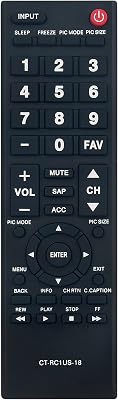 CT-RC1US-18 Replaced Remote fit for Toshiba TV 32L220U19 32L310U18 49L510U18 55L510U18