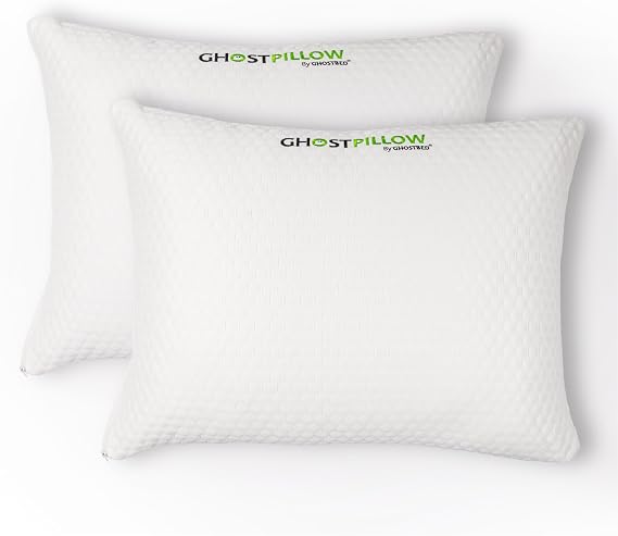 GhostBed Shredded Memory Foam Pillow with Adjustable Gel and Cooling Breathable Cover - King Size Shredded Pillows CertiPUR-US Certified 2-Pack