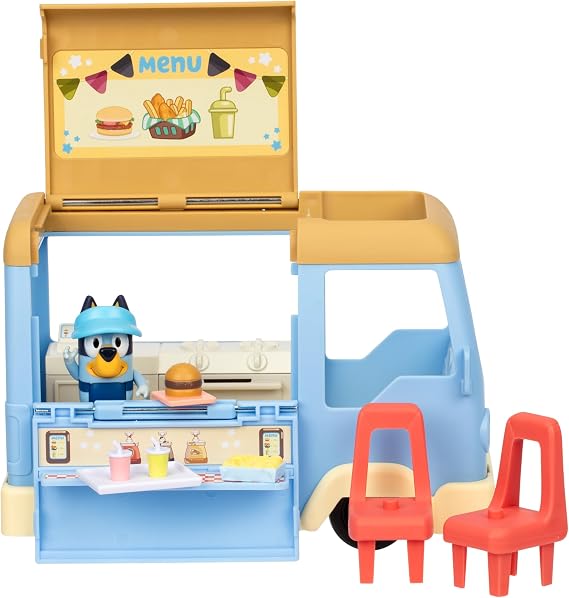Bluey Lets Play Chef Food Truck Playset, Convertible Food Truck Toy with 3 Articulated Apron Figure, Play Restaurant for Kids of Ages 3+