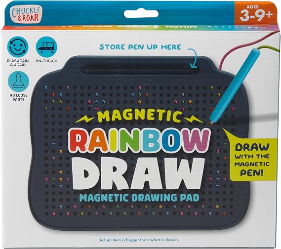 Chuckle & Roar Magnetic Drawing Board for Kids, Rainbow Drawing Pad Ages 6+ | Magnetic Board for Kids, Mess Free Coloring, Magnetic Drawing Pad, Rainbow Dot Art, Car Ride Toys, Restaurant Toys