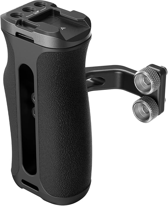 SmallRig Mini Side Handle with 14 -20 Screws for Camera Cage, Up and Down Adjustable, for Left or Right Hand, Ergonomic Camera Handle with Built-in Cold Shoe and Threaded Hole - 4756