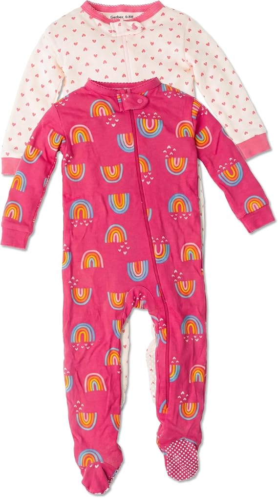 Gerber Baby Girls 2-Pack Footed Pajamas