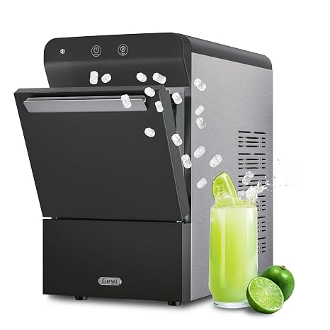 Gevi V2.0 Nugget Ice Maker for Home Kitchen Office,38lbs/24H,Black | Self-Cleaning,Energy-Efficient,Chewable,Double Layer Material Insulation,Quiet Operation,automatic water filling