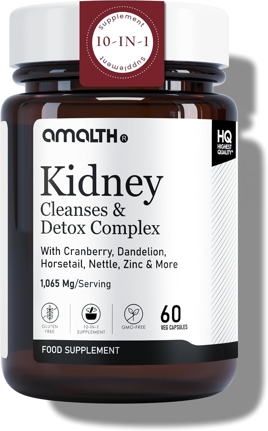 Kidney Cleanse Supplements Kidney Support Formula with Premium Cranberry Extract- Healthy Kidneys and Urinary Tract Support- Horsetail, Dandelion Root, Nettle Leaf & More 60 Veg Caps- Amalth
