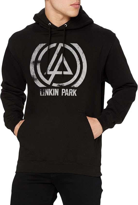 Rock Off officially licensed products Linkin Park Hoodie Concentric Band Logo Official Unisex Black Pullover Size L