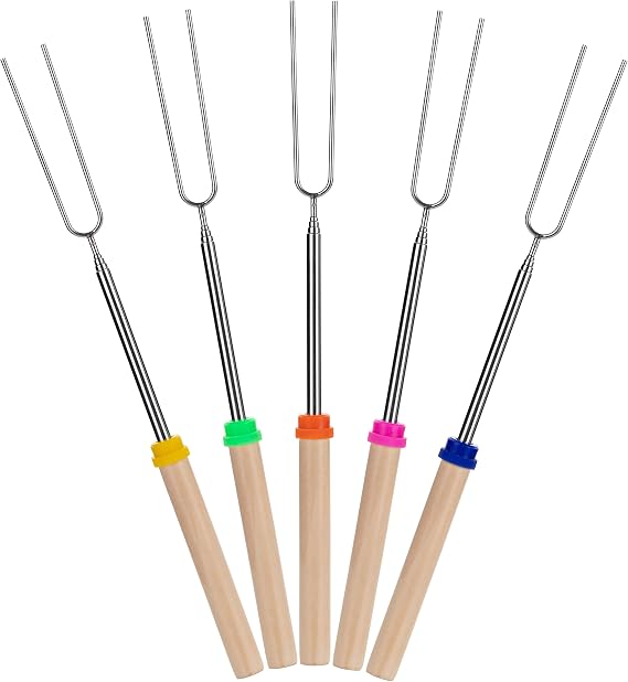 UNCO- Marshmallow Roasting Sticks, 32, 5 Pack, Dark Brown